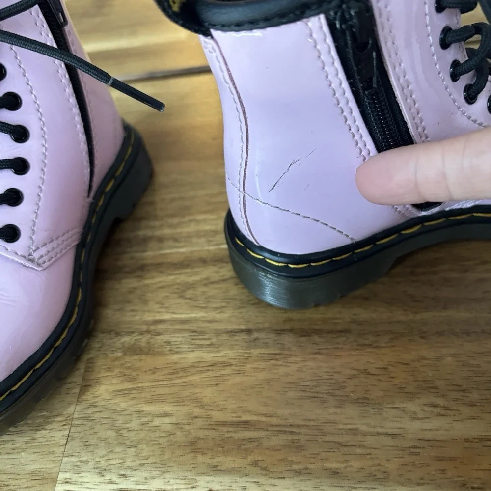 Dr. Martens 1460 Toddler Boots Pink Patent Leather Size 7 US Side Zip NO INSOLES